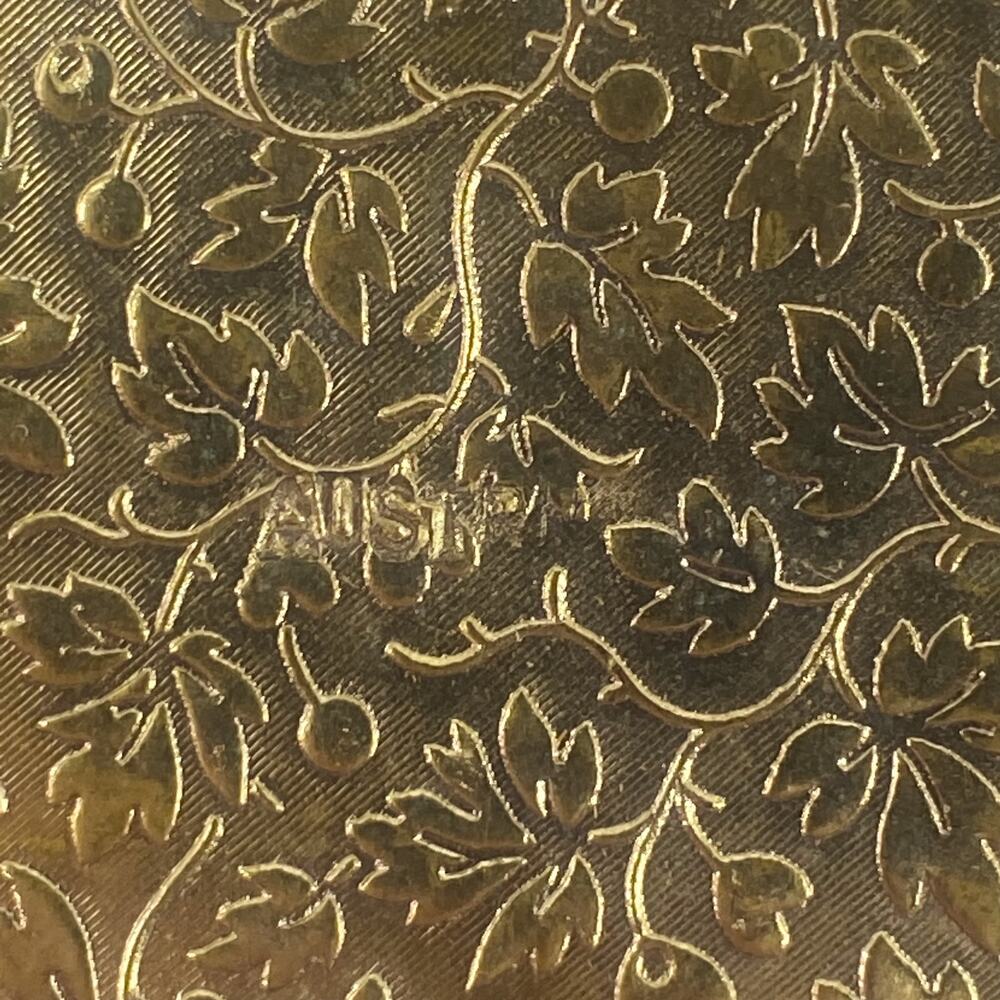 Vintage Austria Jeweled Trinket Box Gold Tone Etched Red Velvet Lined - Picture 7 of 16